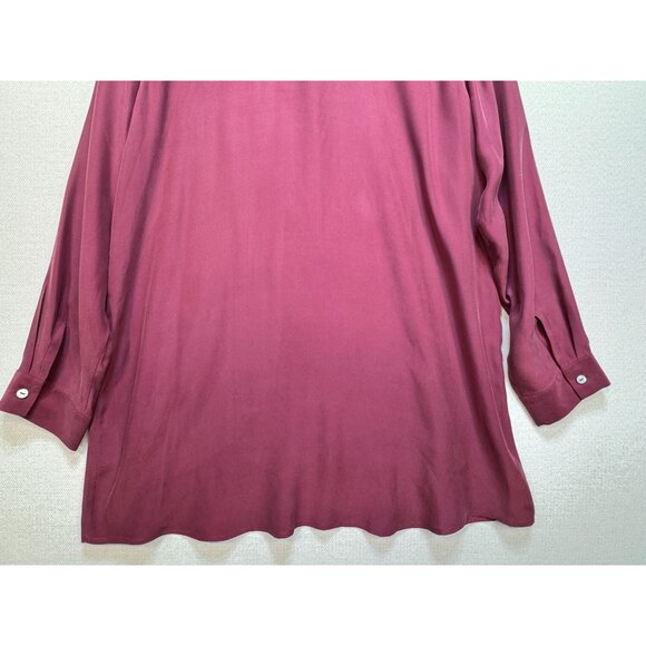 J. Jill Tunic Blouse Womens XL Burgundy Long Sleeve Silk Top Button Front Casual - Picture 12 of 12